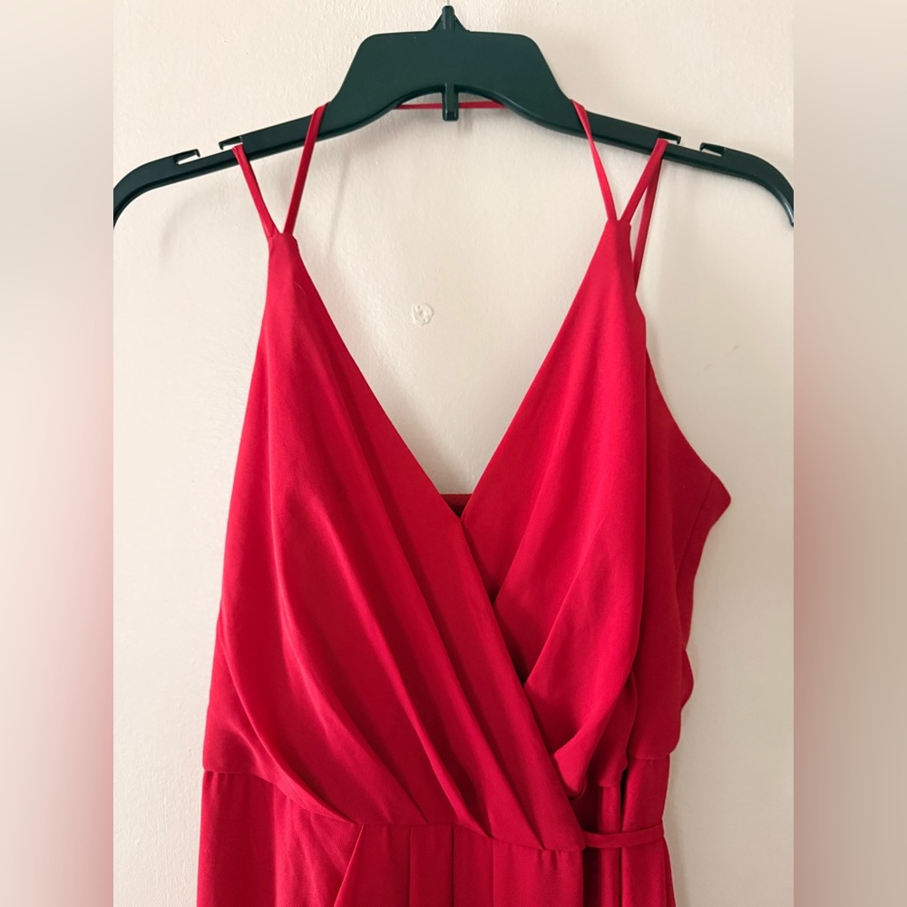 David’s Bridal Red dress size 4 Prom Maxi evening party ball gown straps wrap - Picture 4 of 12